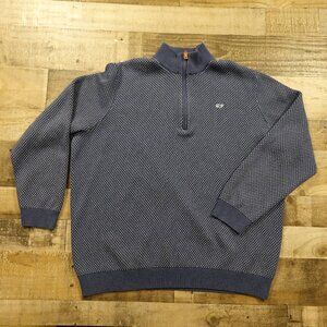 Vineyard Vines 1/4 Zip Pullover Sweater Men's XXL Blue Dot Knit Cotton Blend